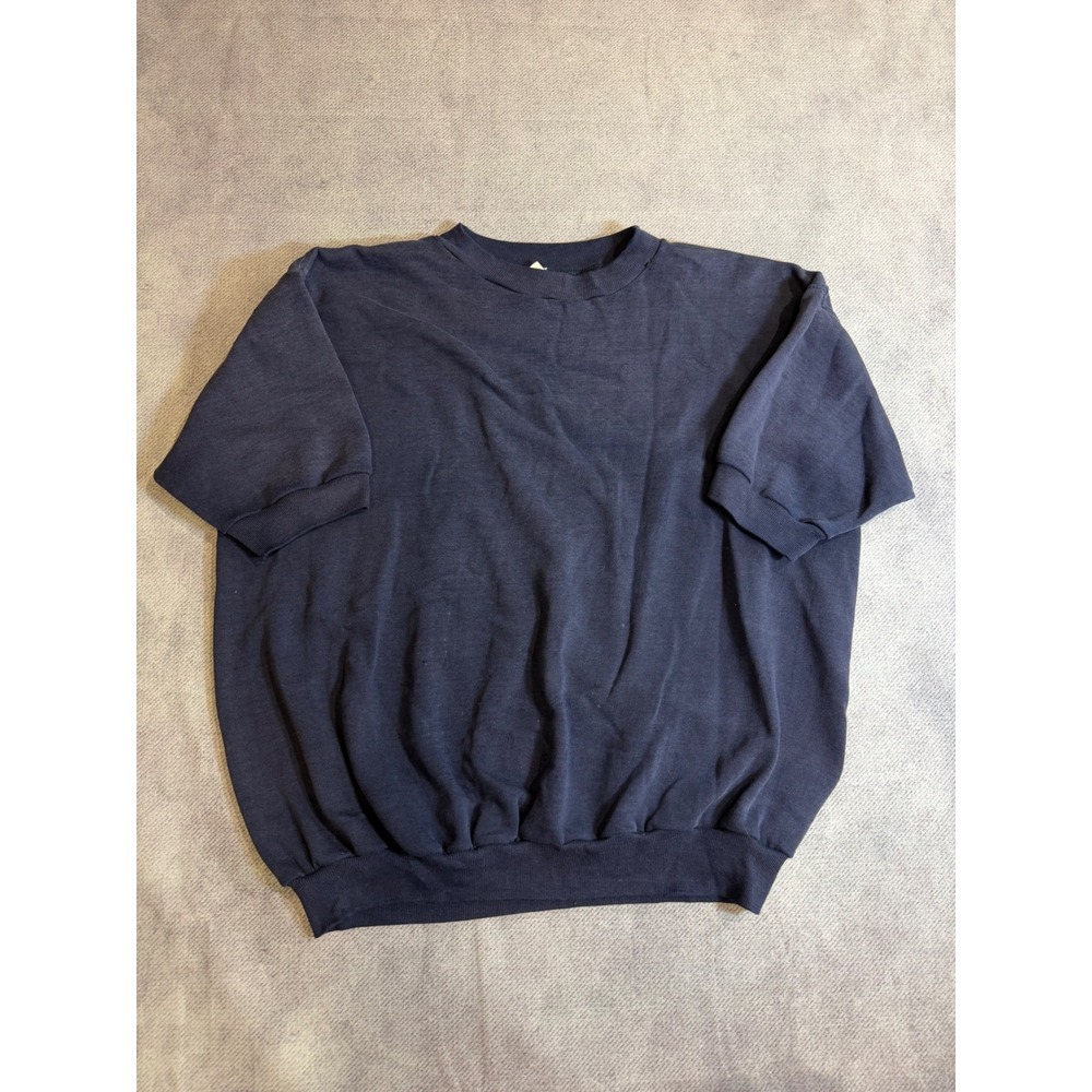 70'sVintage Russell Athletic Short Sleeve Sweatshirt Navy Blue Made in USA XL